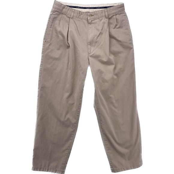 Polo Ralph Lauren Pants Men's 33x30 Khaki Tan Chino Hampton Relaxed Fit Pleated - Picture 1 of 16